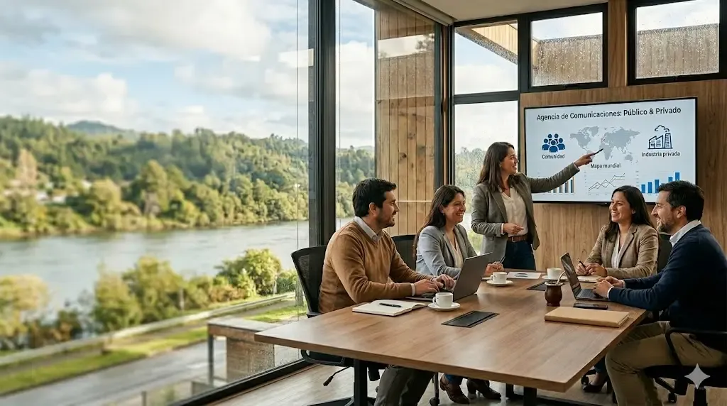 Equipo de Agencia de Comunicaciones ProMujer Chile trabajando en posicionamiento estratégico
